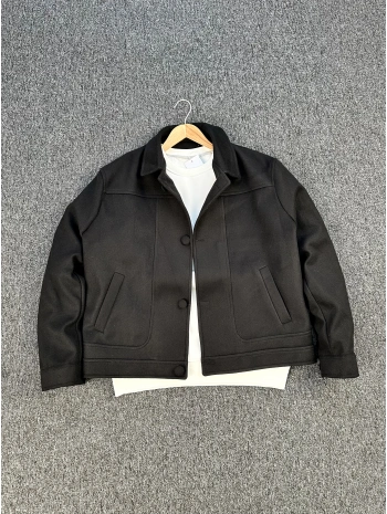 Siyah Oversize Kaşe Ceket