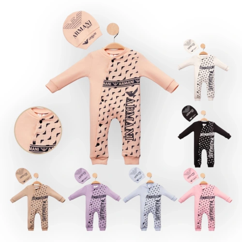 Baby Marka Armany Desen Şapkalı Tulum Unisex 6-24 Ay