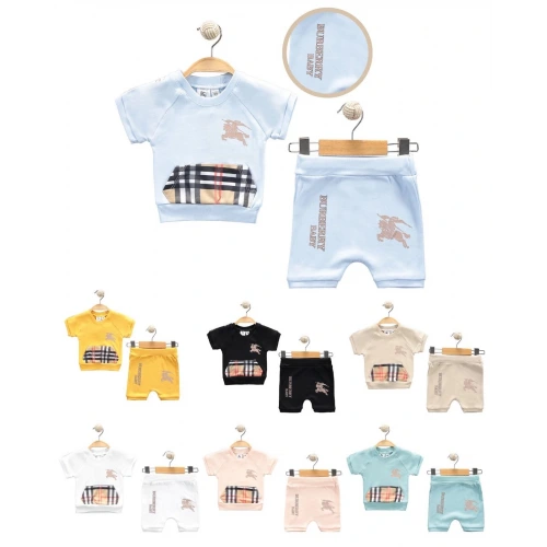 Baby Marka Borberi Desen İnterlok Şortlu İkili Takım Unisex 6-24 Ay