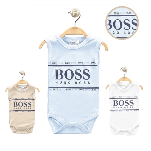 Baby Marka Bossa Desen Çıtçıtlı Kolsuz Bady Unisex 6-24 Ay