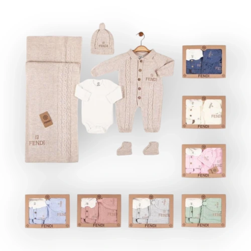 Baby Marka Fany Desen Triko Set Unisex 0-6 Ay