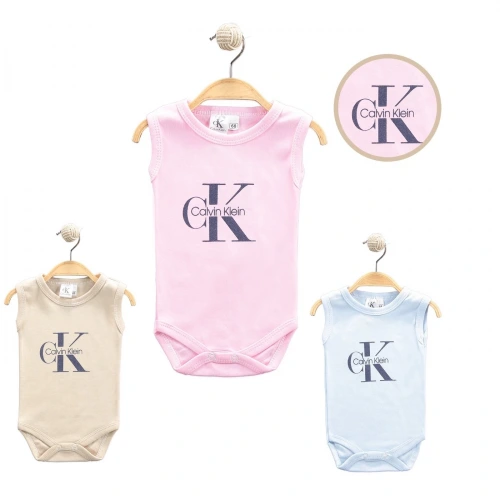 Baby Marka Kelvin Desen Çıtçıtlı Kolsuz Bady Unisex 6-24 Ay