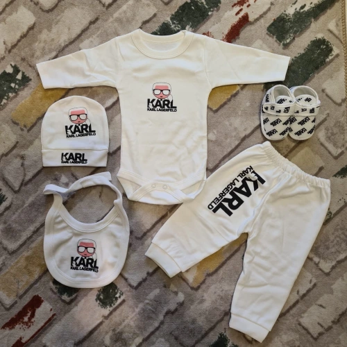 Baby Marka Kyrl Desen Beşli Set Unisex 0-6 Ay