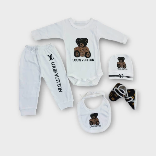 Baby Marka Vilton Desen Beşli Set Unisex 0-6 Ay