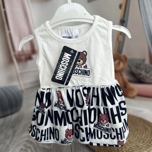 Baby Marka Moşino Desen Dijital Elbise Kız 9-36 Ay