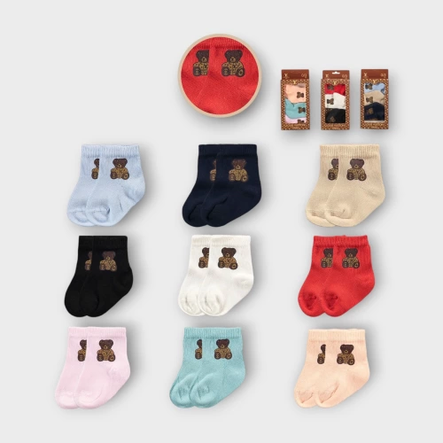 Baby Marka Wilton Desen Çorap Set Unisex 0-6 AY 3 Lü Set