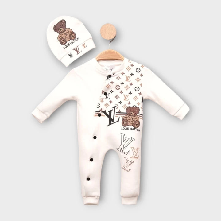 Baby Marka Wilton Desen Şapkalı Tulum Unisex 6-24 Ay