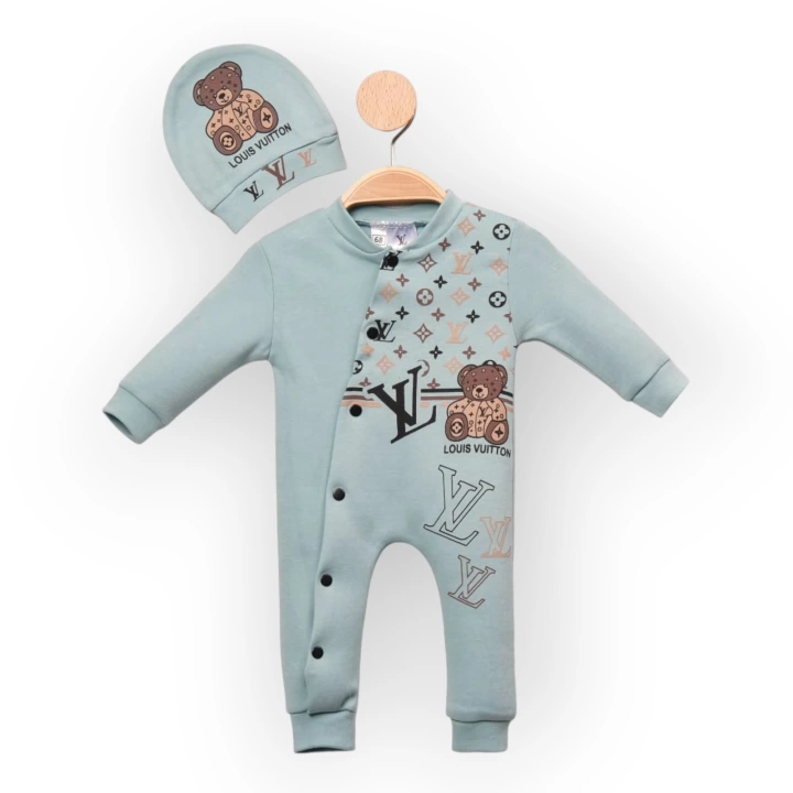 Baby Marka Wilton Desen Şapkalı Tulum Unisex 6-24 Ay