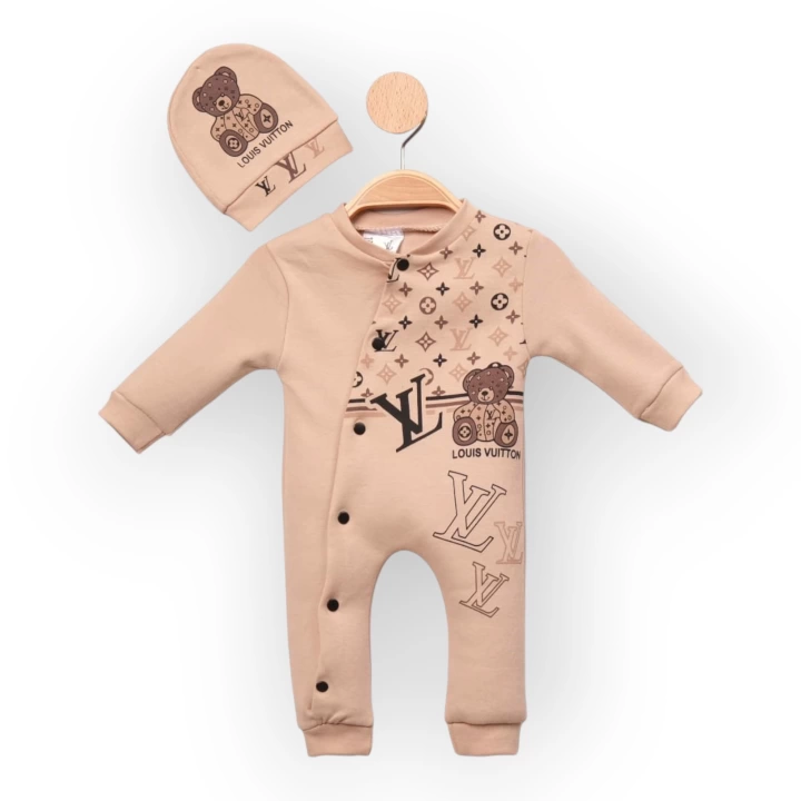 Baby Marka Wilton Desen Şapkalı Tulum Unisex 6-24 Ay