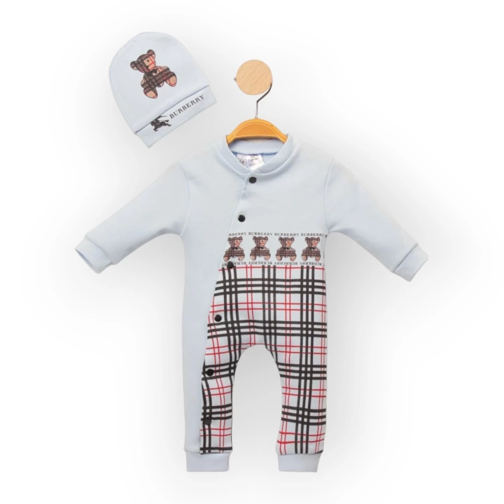 Baby Marka Borberi Desen Şapkalı Tulum Unisex 6-24 Ay