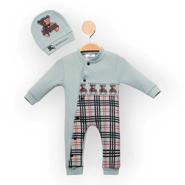 Baby Marka Borberi Desen Şapkalı Tulum Unisex 6-24 Ay