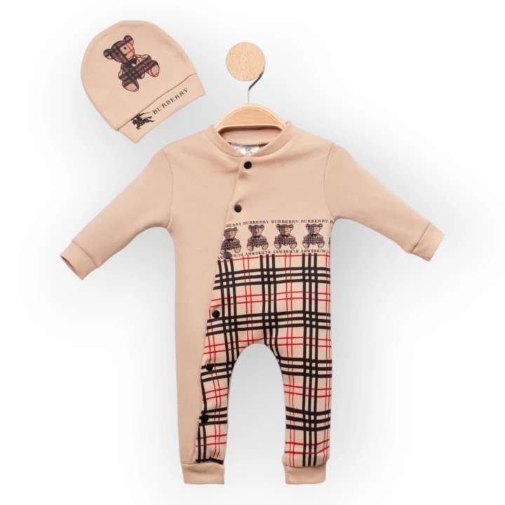 Baby Marka Borberi Desen Şapkalı Tulum Unisex 6-24 Ay