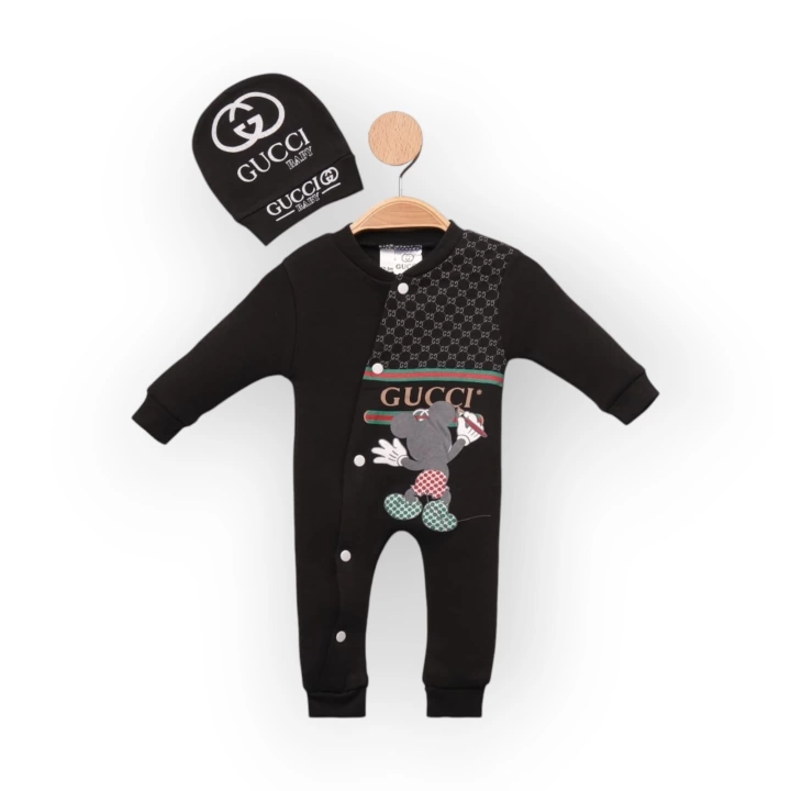 Baby Marka Cuccy Desen Şapkalı Tulum Unisex 6-24 Ay