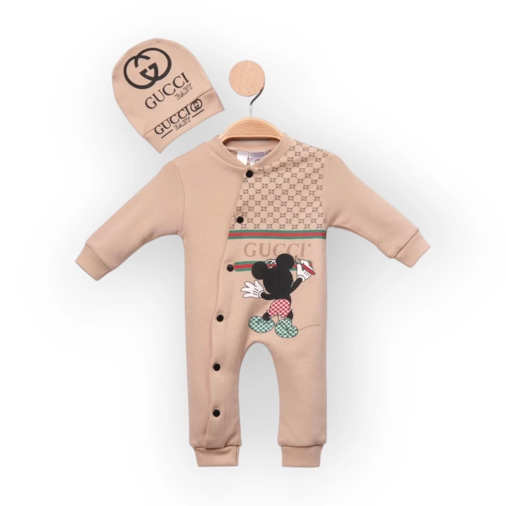 Baby Marka Cuccy Desen Şapkalı Tulum Unisex 6-24 Ay