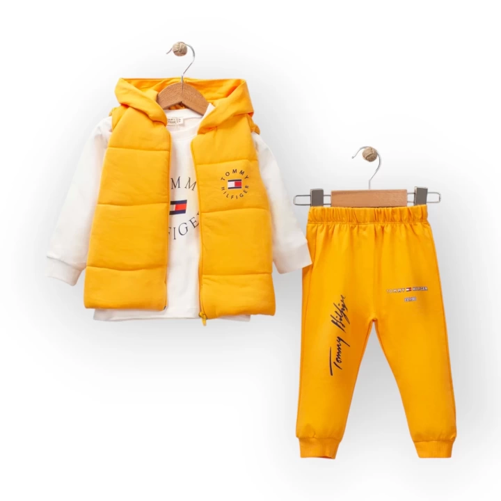 Baby Marka Tomm Desen Baskı Yelekli Üçlü Takım Unisex 6-36 Ay