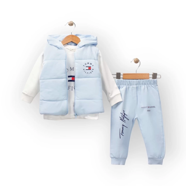 Baby Marka Tomm Desen Baskı Yelekli Üçlü Takım Unisex 6-36 Ay