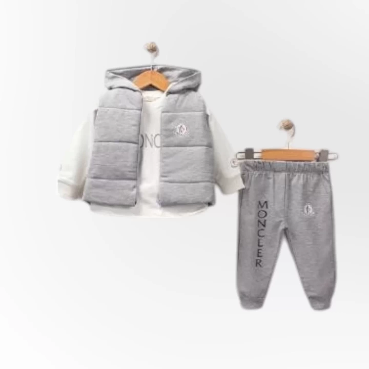 Baby Marka Moller Desen Baskı Yelekli Üçlü Takım Unisex 6-36 Ay