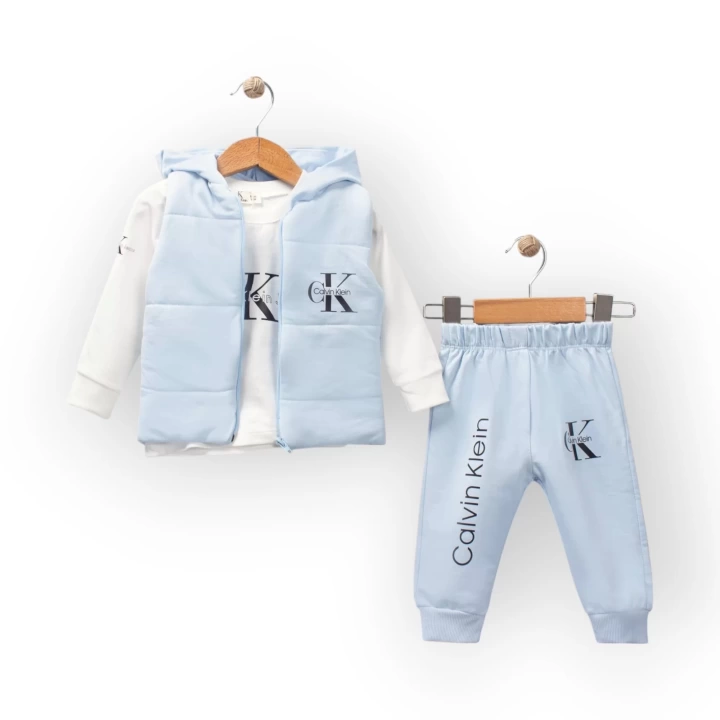 Baby Marka Kelvin Desen Baskı Yelekli Üçlü Takım Unisex 6-36 Ay