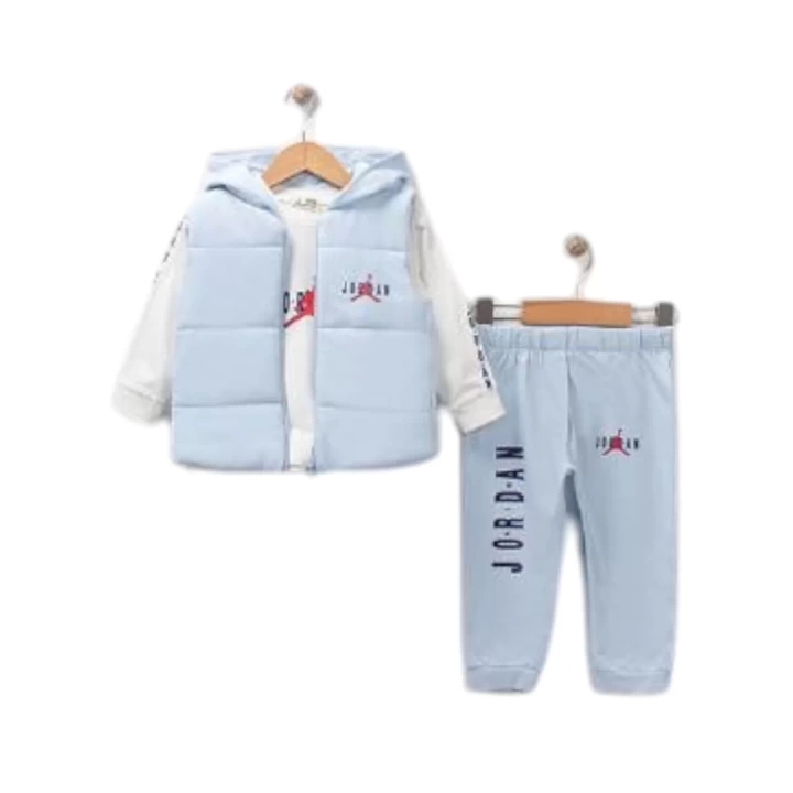 Baby Marka Jrdon Desen Baskı Yelekli Üçlü Takım Unisex 6-36 Ay