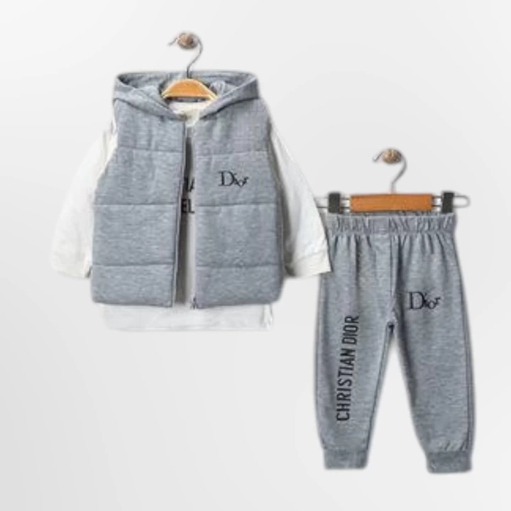 Baby Marka Doory Desen Baskı Yelekli Üçlü Takım Unisex 6-36 Ay