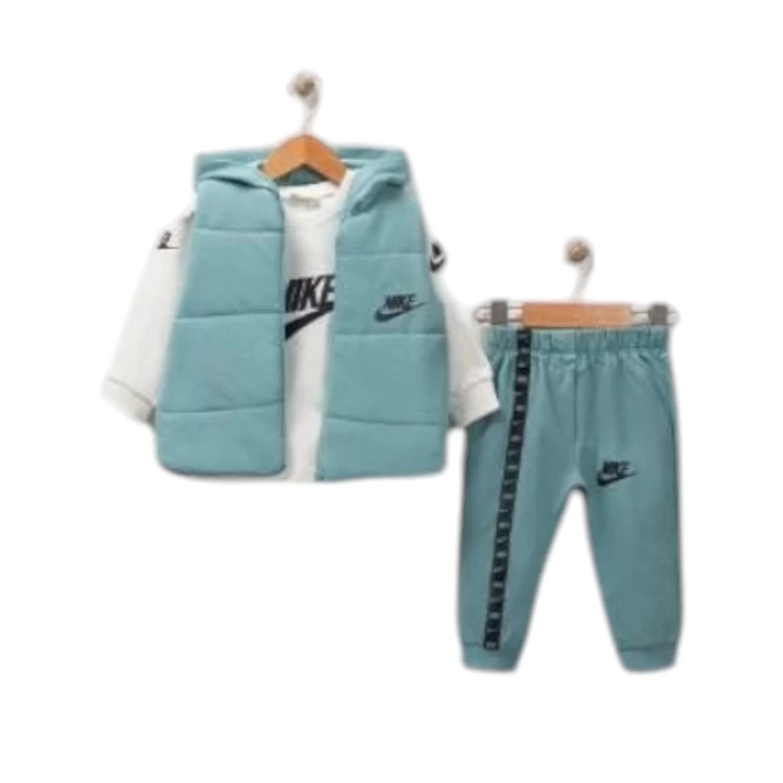 Baby Marka Nke Desen Baskı Yelekli Üçlü Takım Unisex 6-36 Ay