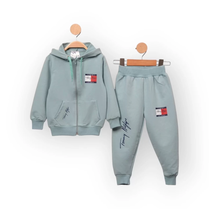 Baby Marka Baskılı Tomm Desen Kapşonlu Fermuarlı İkili Takım Unisex 1-5 Yaş