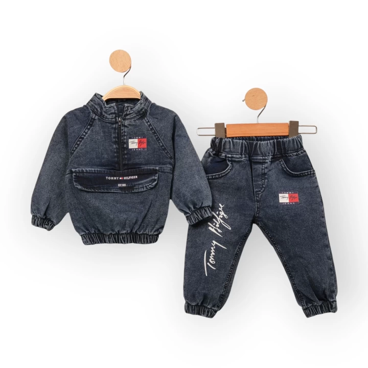 Baby Marka Tomm Desen Aylık Uzun Kol Kot İkili Takım Unisex 9-24 Ay