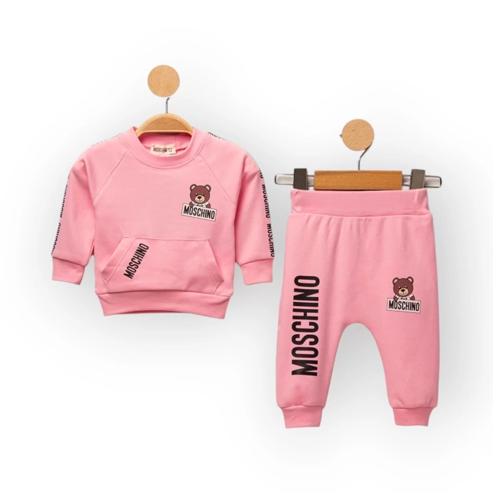 Baby Marka Baskılı Moşino Desen İkili Takım Unisex 6-24 Ay