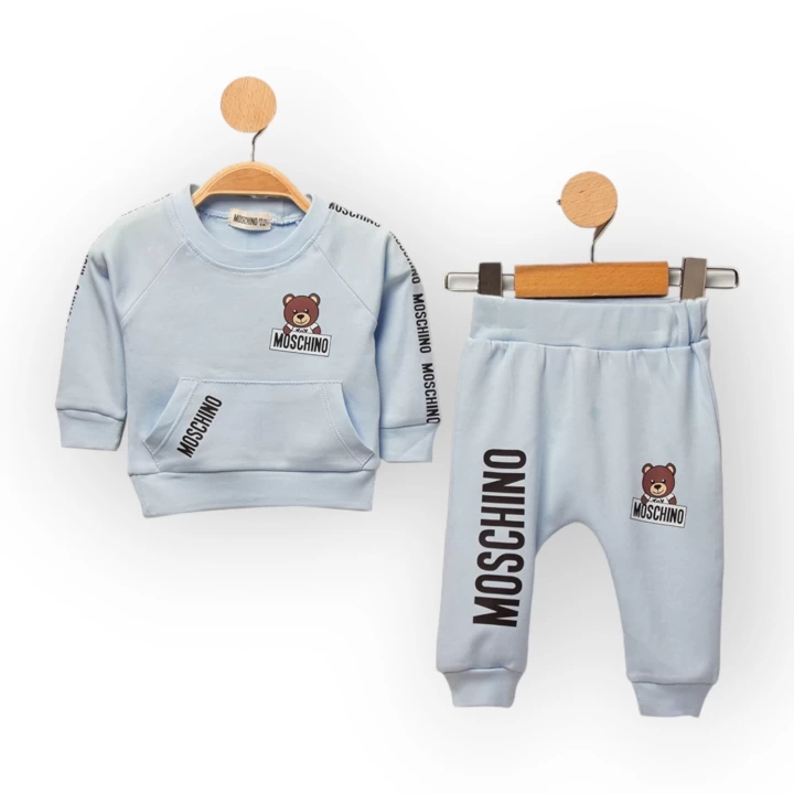 Baby Marka Baskılı Moşino Desen İkili Takım Unisex 6-24 Ay