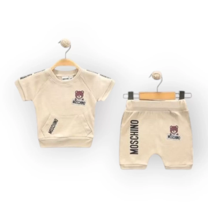 Baby Marka Moşino Desen İnterlok Şortlı İkili Takım Unisex 6-24 Ay