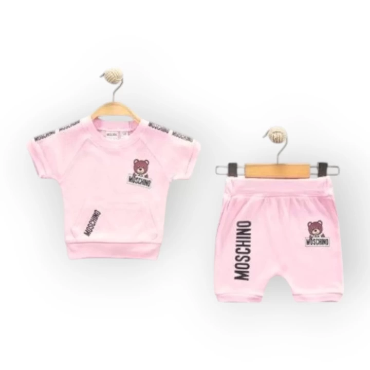 Baby Marka Moşino Desen İnterlok Şortlı İkili Takım Unisex 6-24 Ay