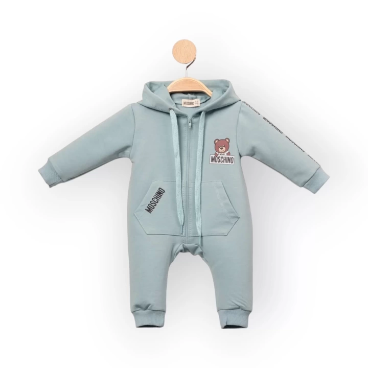 Baby Marka Moşino Desen Kapşonlu Tulum Unisex 6-24 Ay