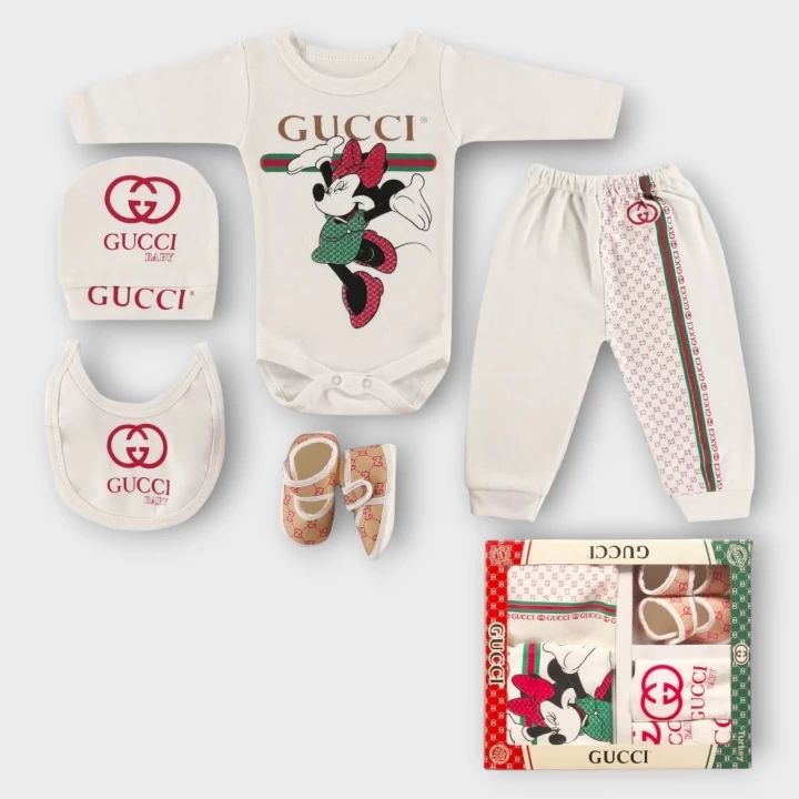 Baby Marka Cuccy Desen Beşli Set Unisex 0-6 Ay