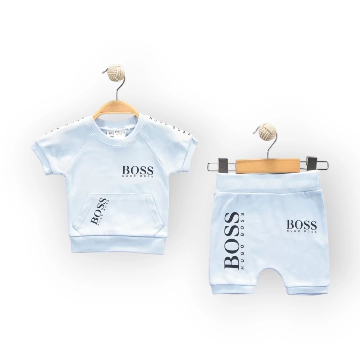 Baby Marka Bossa Desen İnterlok Şortlı İkili Takım Unisex 6-24 Ay