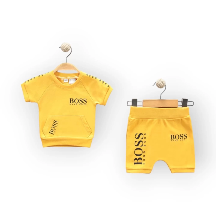 Baby Marka Bossa Desen İnterlok Şortlı İkili Takım Unisex 6-24 Ay