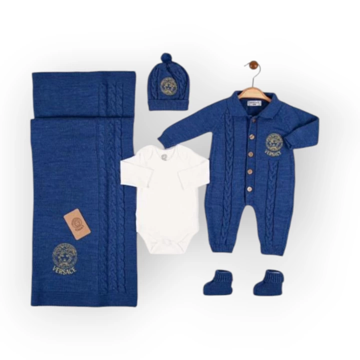 Baby Marka Versay Desen Triko Set Unisex 0-6 Ay