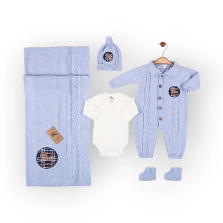 Baby Marka Borberi Desen Triko Set Unisex 0-6 Ay