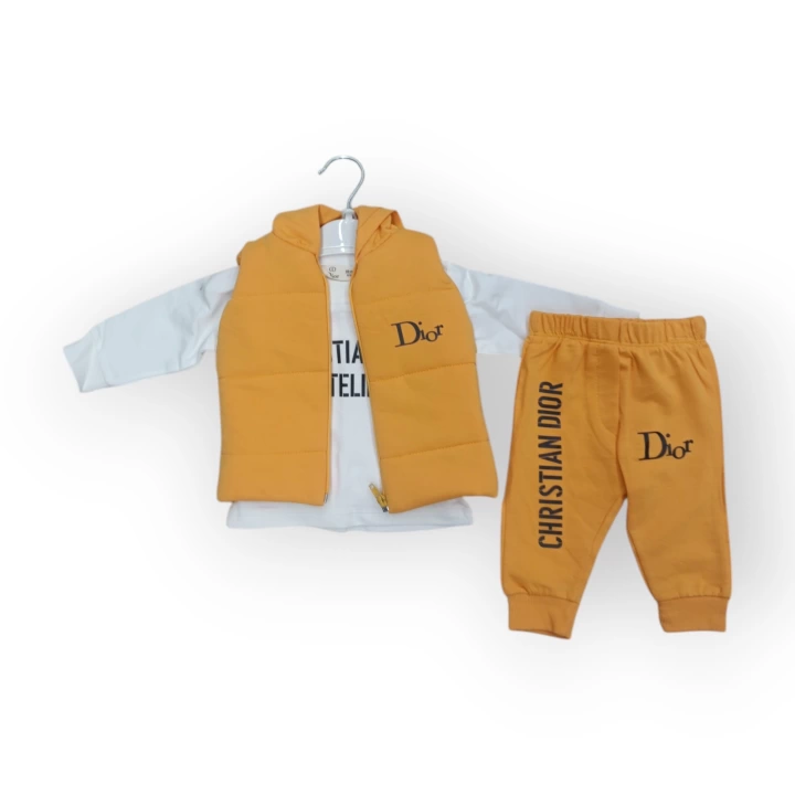 Baby Marka Doory Desen Baskı Yelekli Üçlü Takım Unisex 6-36 Ay