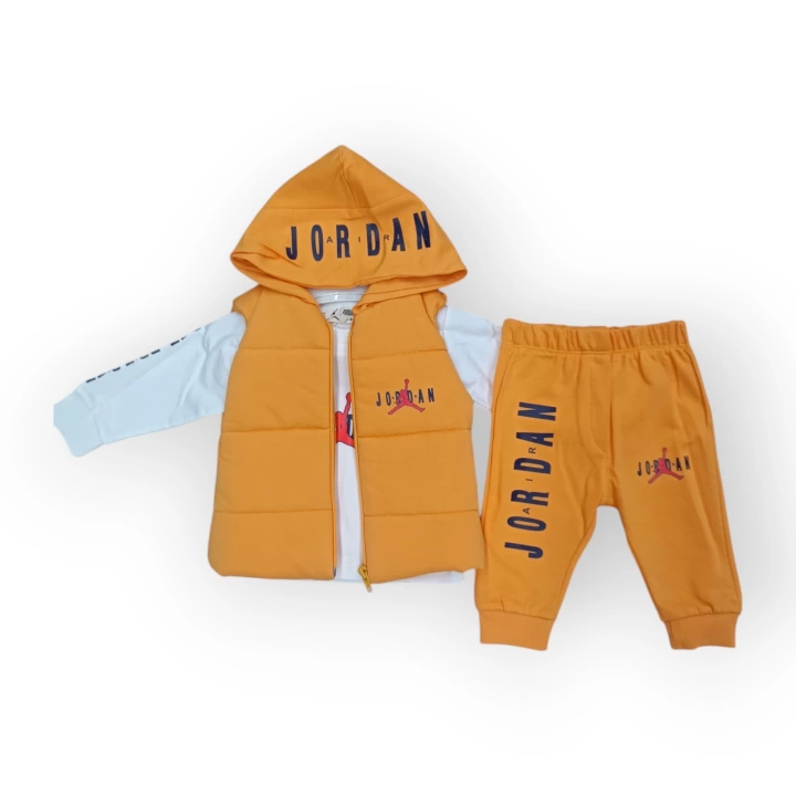 Baby Marka Jrdon Desen Baskı Yelekli Üçlü Takım Unisex 6-36 Ay