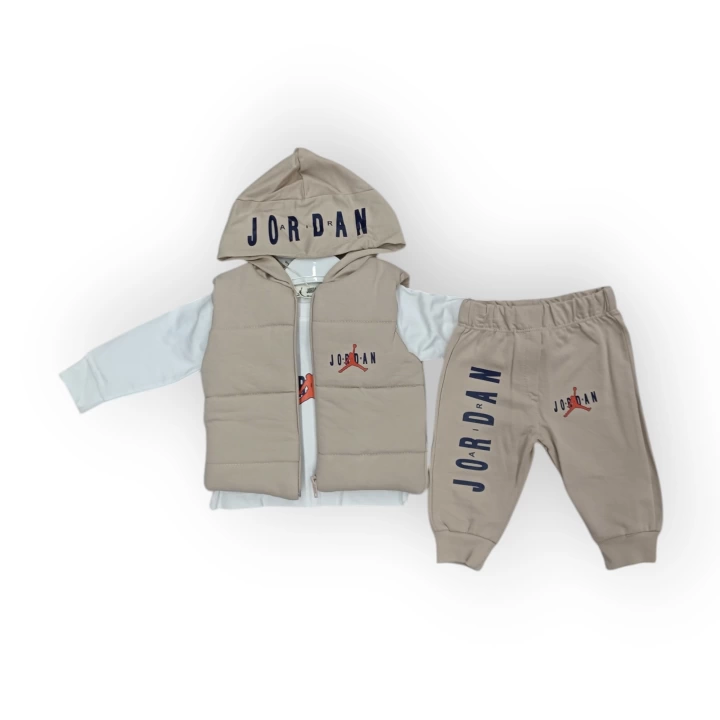 Baby Marka Jrdon Desen Baskı Yelekli Üçlü Takım Unisex 6-36 Ay