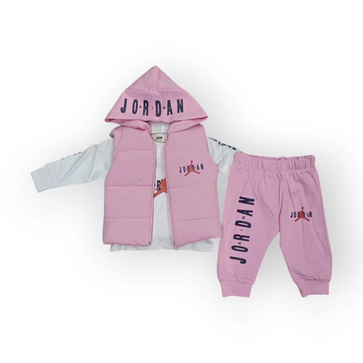 Baby Marka Jrdon Desen Baskı Yelekli Üçlü Takım Unisex 6-36 Ay