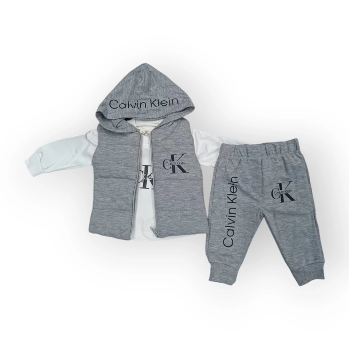 Baby Marka Kelvin Desen Baskı Yelekli Üçlü Takım Unisex 6-36 Ay