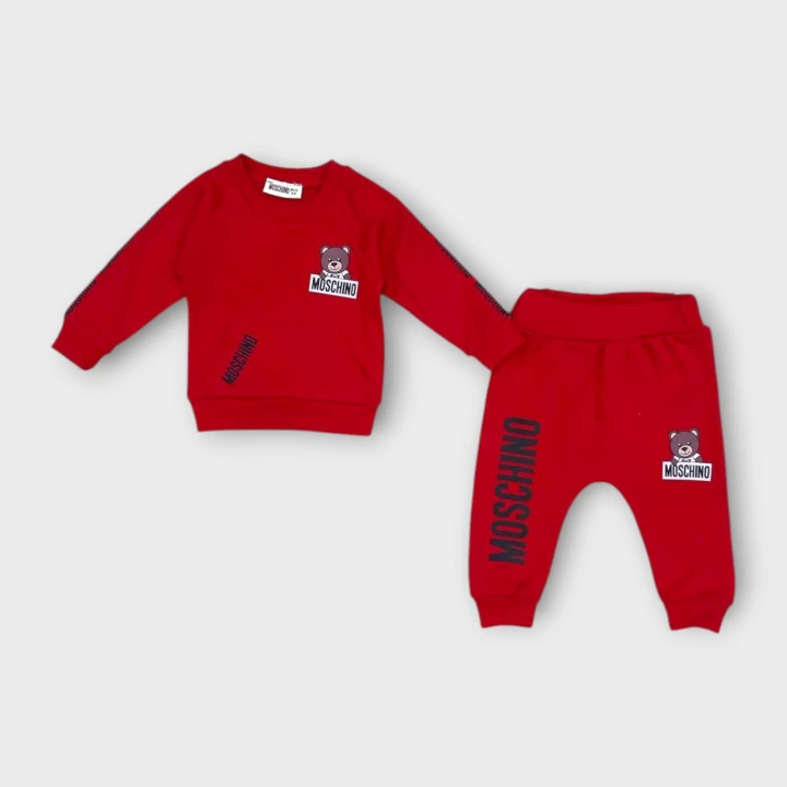 Baby Marka Baskılı Moşino Desen İkili Takım Unisex 6-24 Ay