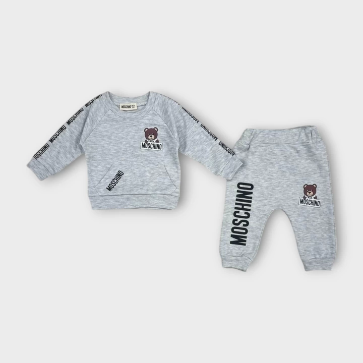 Baby Marka Baskılı Moşino Desen İkili Takım Unisex 6-24 Ay