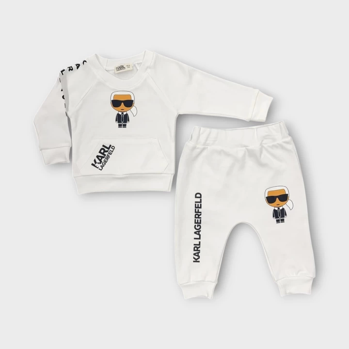 Baby Marka Baskılı Kyrl Desen İkili Takım Unisex 6-24 Ay