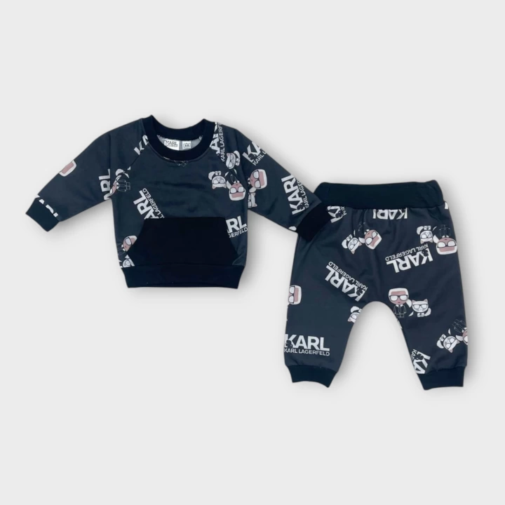 Baby Marka Baskılı Kyrl Desen İkili Takım Unisex 6-24 Ay