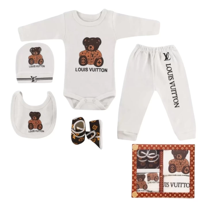 Baby Marka Wilton Desen Beşli Set Unisex 0-6 Ay