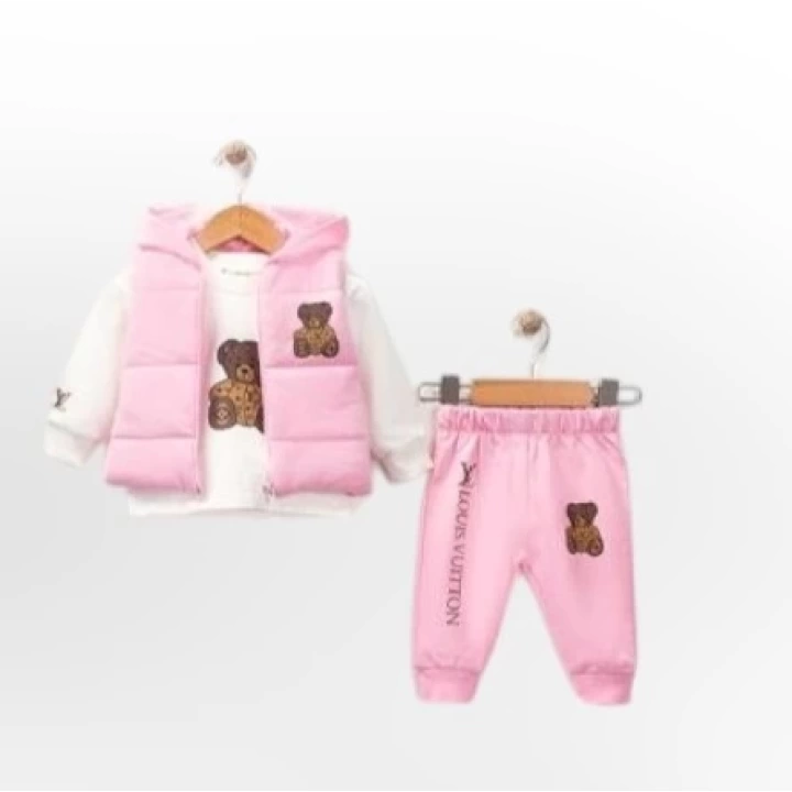 Baby Marka Wilton Desen Baskı Yelekli Üçlü Takım Unisex 9-36 Ay