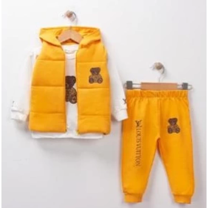 Baby Marka Wilton Desen Baskı Yelekli Üçlü Takım Unisex 9-36 Ay