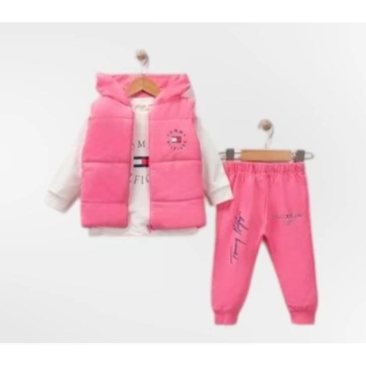 Baby Marka Tomm Desen Baskı Yelekli Üçlü Takım Unisex 6-36 Ay